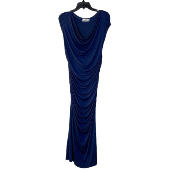 Cindy Karen Jet Setter Montauk Ruched Side Cap Sleeve Drape Neck Dress - Medium - Picture 2 of 8